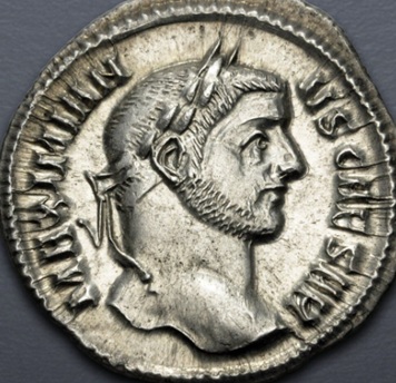 Galerius, 294-295 CE    (Ticinum mint, 1st emission - AR Argenteus) 